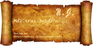 Mátrai Jolán névjegykártya